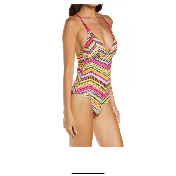 Becca Reversible Abigail Colorful One-Piece Swimsuit L66255 Size Small - Picture 3 of 10